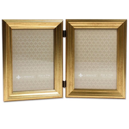 Lawrence Frames 5 x 7 in. Hinged Double Picture Frame, Gold 536257D